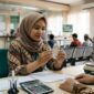 Ilustarsi Seorang warga sedang bertransaksi membeli emas Antam di outlet Pegadaian, Kamis (22/10/2026).(poto: AI).