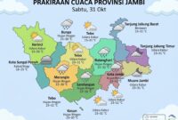 Peta prakiraan cuaca kabupaten dan kota di Provinsi Jambi untuk Sabtu, 31 Oktober.(poto: AI)).
