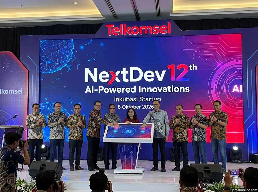 Peresmian program inkubasi startup NextDev ke-12 bertema AI-Powered Innovations yang digelar Telkomsel di Cikini, Jakarta Pusat.