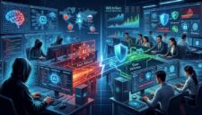Ilustrasi persaingan siber: hacker lebih cepat memanfaatkan AI ketimbang tim keamanan yang tertinggal dalam merespons.(poto: AI).