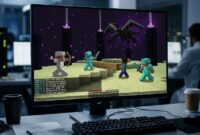 Simulasi empat agen AI Gemini saat berkoordinasi melawan Ender Dragon di game Minecraft.(poto: oegopost.id).
