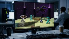 Simulasi empat agen AI Gemini saat berkoordinasi melawan Ender Dragon di game Minecraft.(poto: oegopost.id).